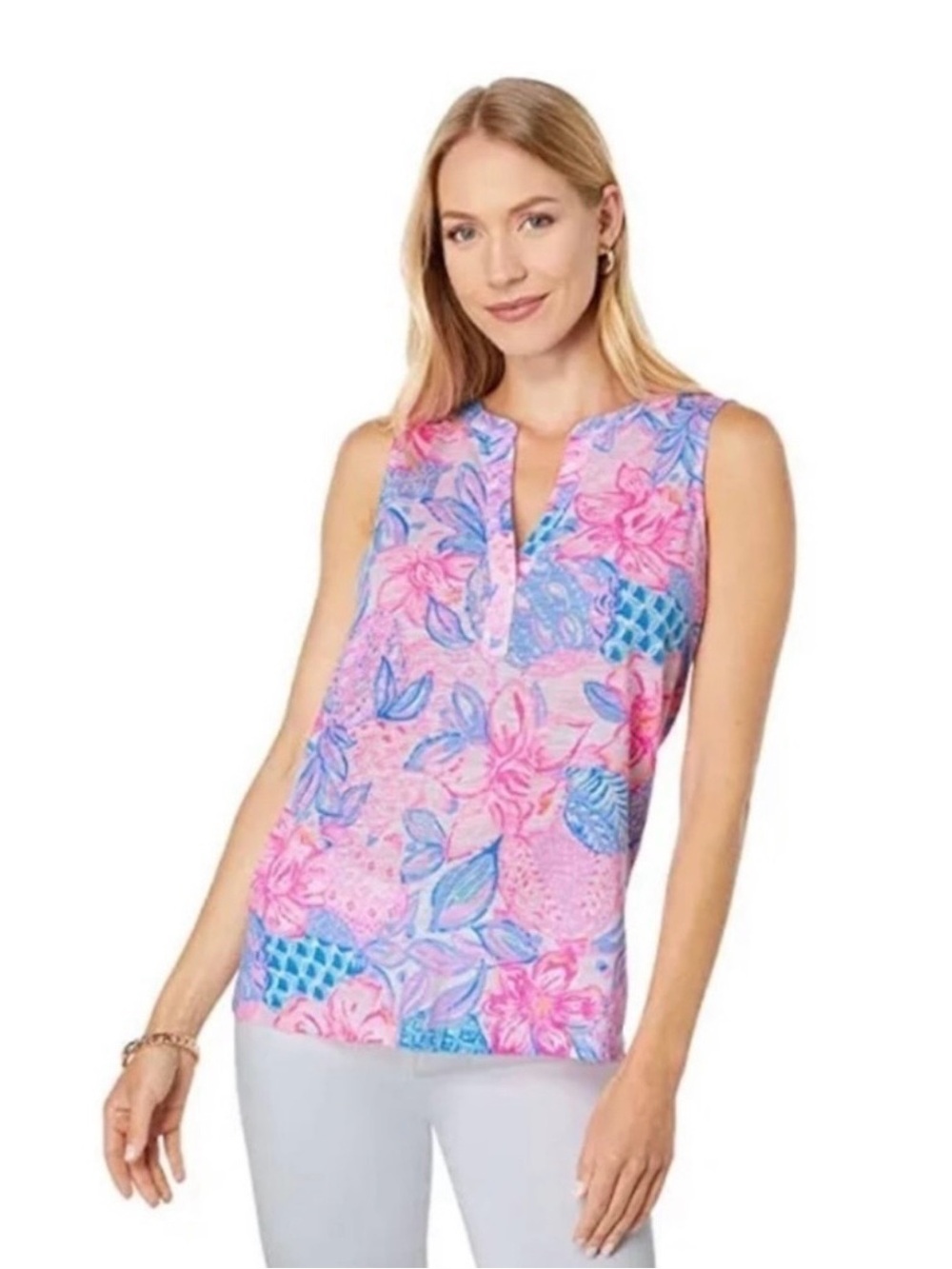 NEW Lilly Pulitzer Sleeveless Essie Top Pink Isle Snappy Turtle Small NWT